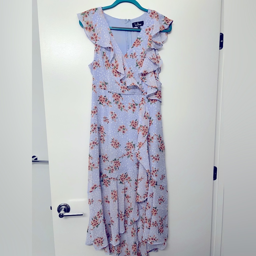 Lulus, Size Medium, Floral Ruffled High-Low Dress